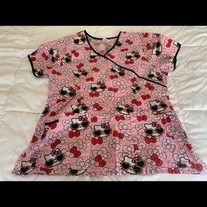 💗🎀 Hello Kitty Sunglasses & Bows Scrub Top Size XL 💗🎀